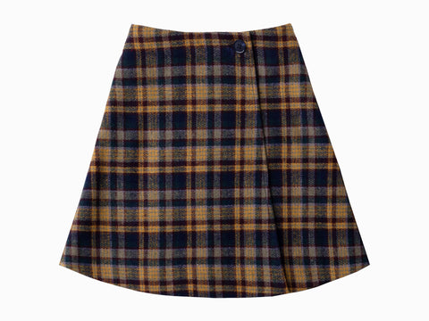 Cottier Multicolor Aria Plaid Wrap Skirt