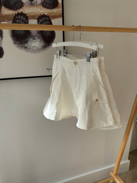 Steph White Wash Fold Back Pocket Denim Skirt