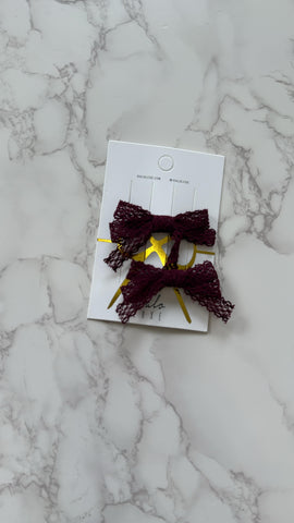 Halo Luxe Wine Ivy Scalloped Lace Double Clip Set
