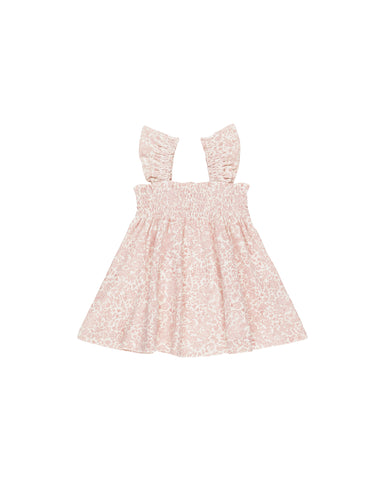 Quincy Mae Ivory Pink Blossom Smocked Jersey Dress