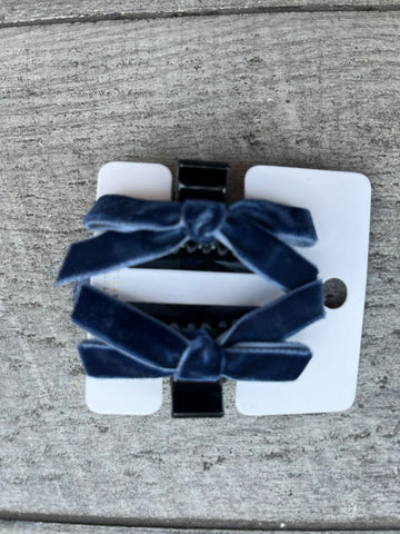 Halo Luxe Navy Laura Velvet Bow Mini Claw Clip Set