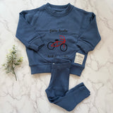 Lil Legs Vintage Blue Bike Sweatshirt Set