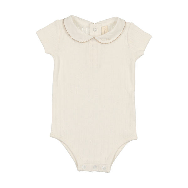 Lilette Winter White/Oat Edged Collar Onesie