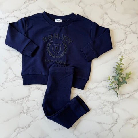 Bonjoy Midnight Blue Stitched Sweatshirt Set