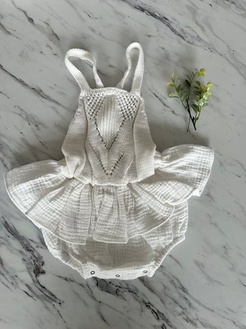 Pequeno Tocon Natural Tricot Tutu Baby Dress