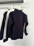 Manuell Frank Navy, Grey & White Stripe Knit Sweater