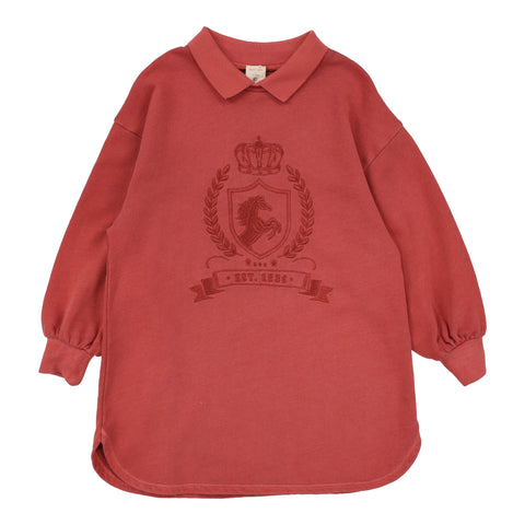 Lil Legs Mineral Red Emblem Sweatshirt Dress EMSD-MRED