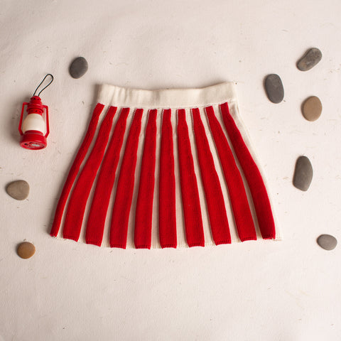 Birinit Red Stripe Knit Skirt