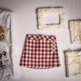 Birinit Petit Maroon Gingham Mini Skirt