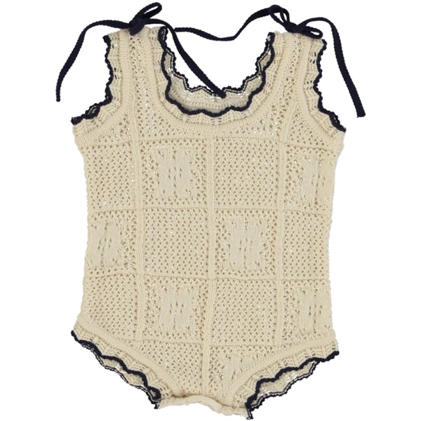 Bebe Organic Elina Natural Lace Romper