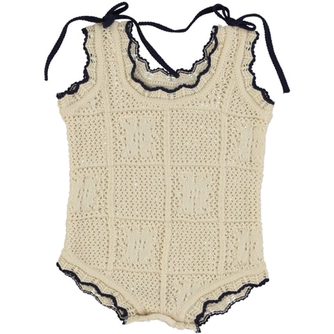 Bebe Organic Elina Natural Lace Romper