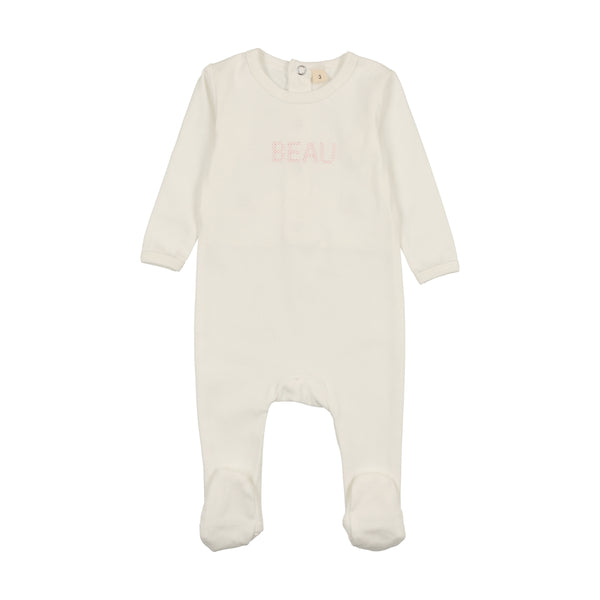 Bonjoy White with Pink Beau Footie Set