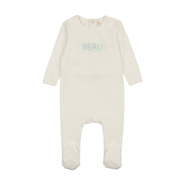 Bonjoy White with Blue Beau Footie Set