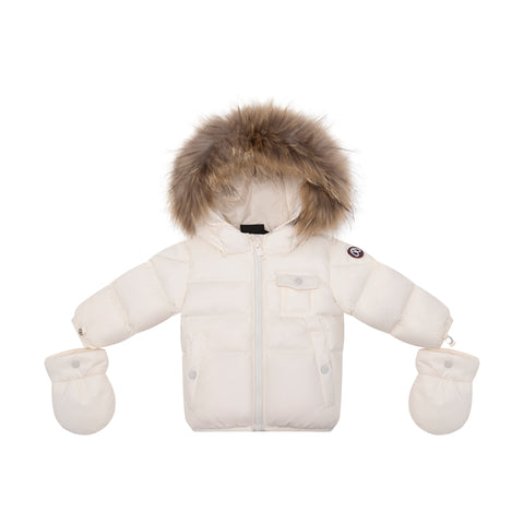 Ellabee Off White Raccoon Bella Enfant Fur Down Jacket