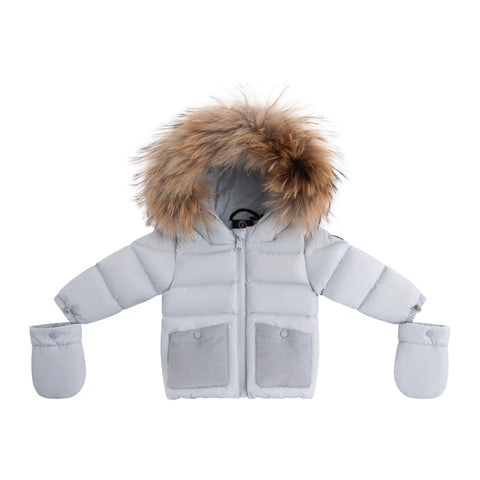 Ellabee Baby Blue/Corduroy Bella Enfant Fur Down Jacket