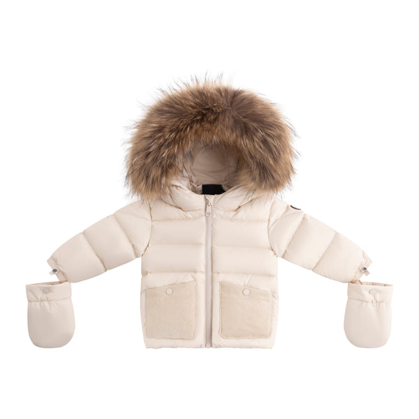Ellabee Beige/Corduroy Bella Enfant Fur Down Jacket