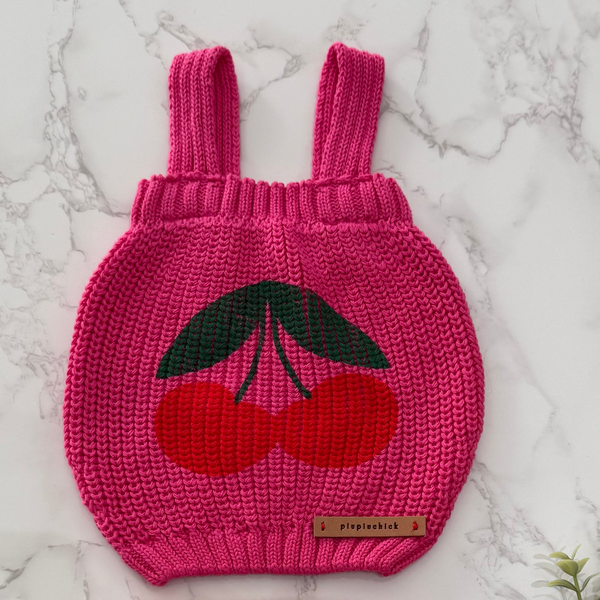 Piupiuchick Baby Pink Cherry Knit Top