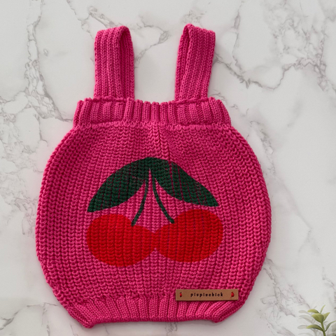 Piupiuchick Baby Pink Cherry Knit Top