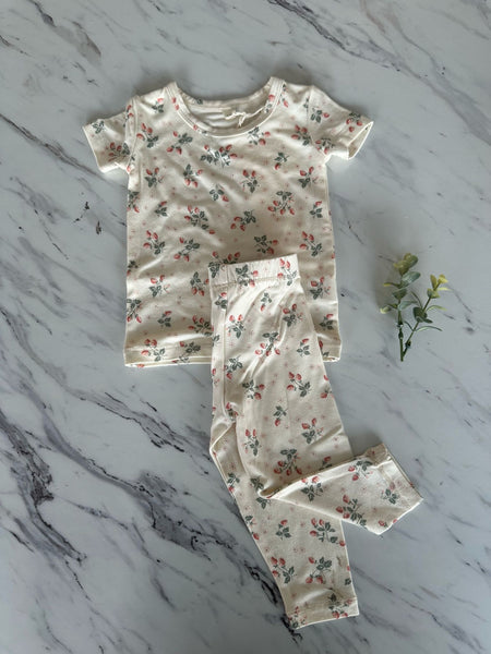 Quincy Mae Ivory Strawberries Bamboo SS Pajama Set