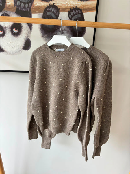 Coco Blanc Cream Crew Dots Sweater