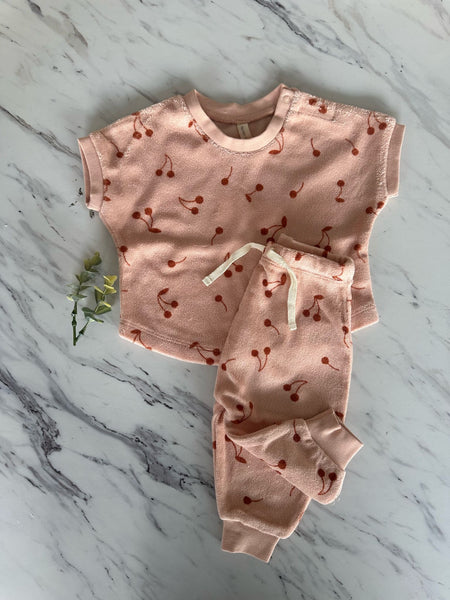 Quincy Mae Melon Cherries Terry Tee + Pant Set