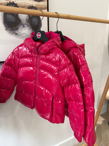 Colmar Bright Pink Lacquered Nylon Quilted Hooded Jacket 3475-8xv-33