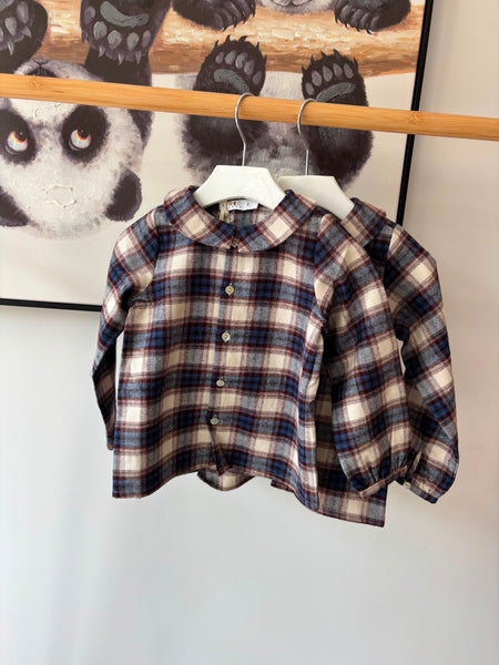 Coco Blanc Burgundy Blue Plaid Shirt