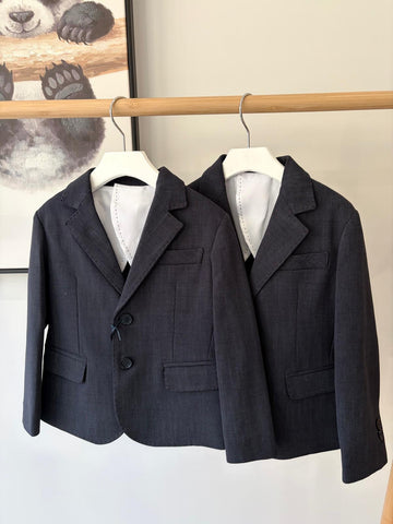 Manuel Frank Navy Blue Textured Blazer