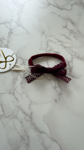 Halo Luxe Wine Ivy Scalloped Lace Baby Headband