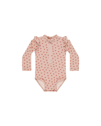 Quincy Mae Bubblegum Hearts Byron Rashguard One-Piece