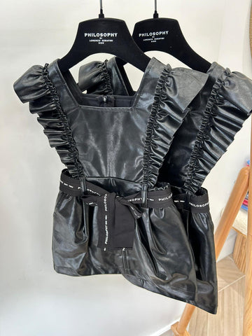 Philosophy Black Ruffle Overall Skirt