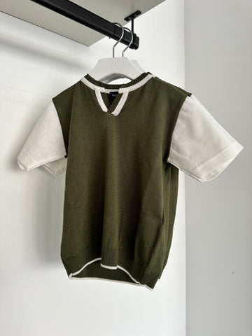 Emanuel Pris Olive Green Sweater Shirt Combo