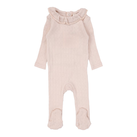 Lilette Petal Ruffle Fine Pointelle Collar Footie FPCF-PTR