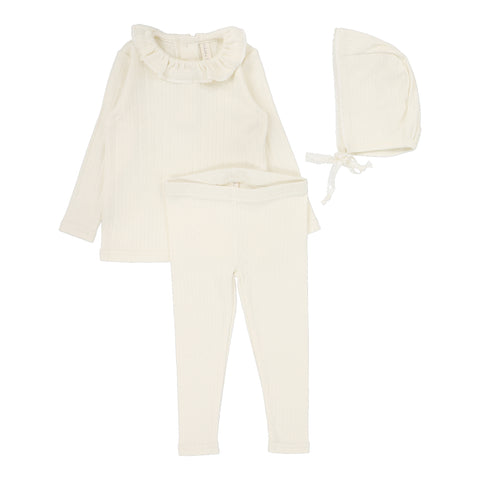Lilette Cream Ruffle Fine Pointelle Collar Set FPCS-CRE