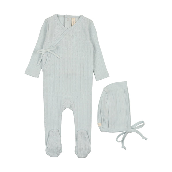 Lilette Sky Blue Fine Pointelle Footie Set