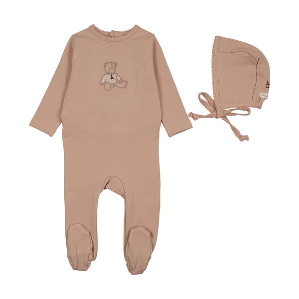 Lilette Dusty Pink Sweet Bear Footie Set