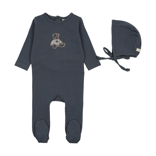Lilette Off Navy Sweet Bear Footie Set
