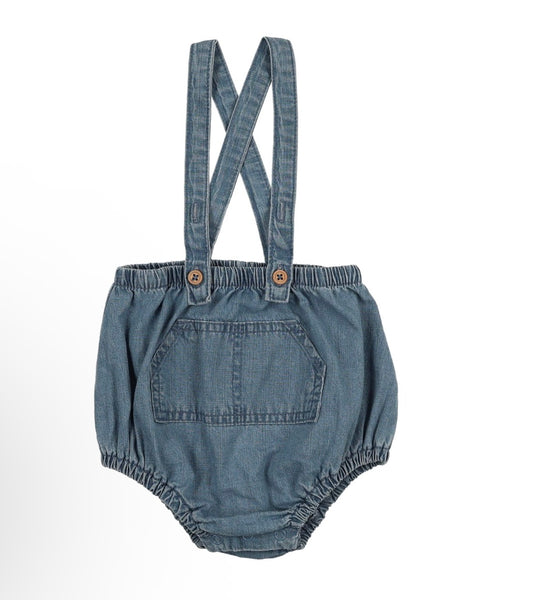 Lil Legs Mid Blue Wash Pocket Suspender Bloomers