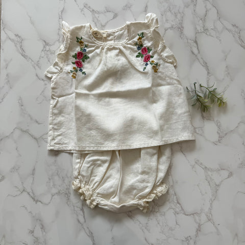 Babe & Tess Baby Natural Flora Top + Bloomer Set
