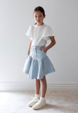 Steph Light Blue Wash Fluted Hem Denim Skirt