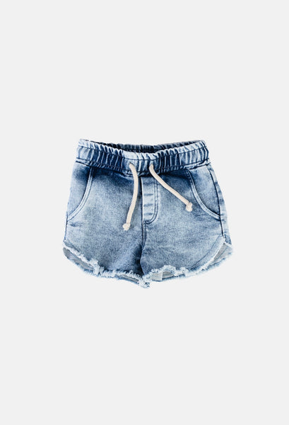 Mini Kid Light Blue Raw Jean Shorts