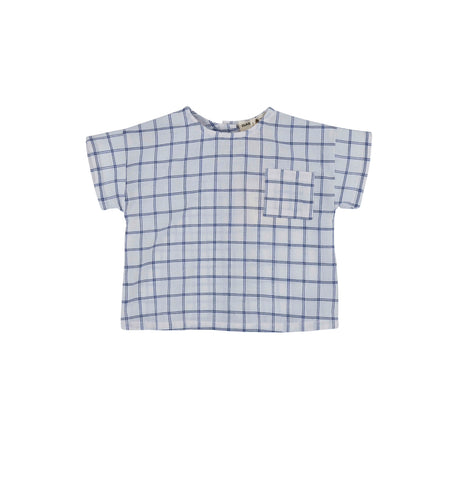 Babe & Tess Simple Blue Check Baby Shirt + Bloomer