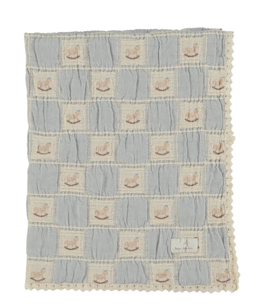 Bebe Organic Blue Rocking Horse Patchwork Blanket