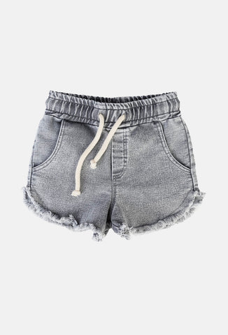 Mini Kid Vintage Grey Raw Jean Shorts