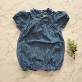 Lil Legs Blue Wash Dainty Denim Girls Romper DDGR-BLWSH