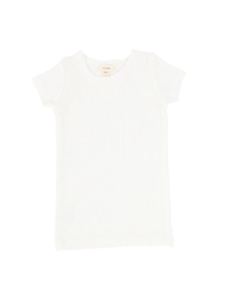 Lil Legs Winter White Ribbed Short Sleeve Tee