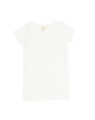 Lil Legs Winter White Ribbed Short Sleeve Tee