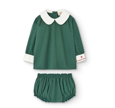TAO Green Newt Baby Dress + Bloomer