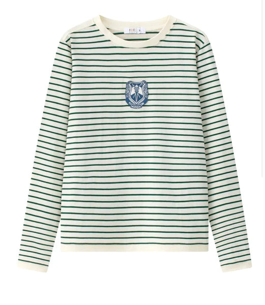 Coco Blanc Green Striped Tee