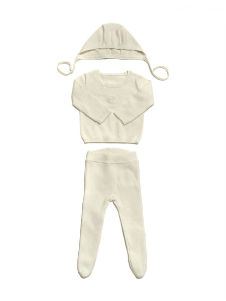Kipp Baby White Classic Knit 3 Piece Set
